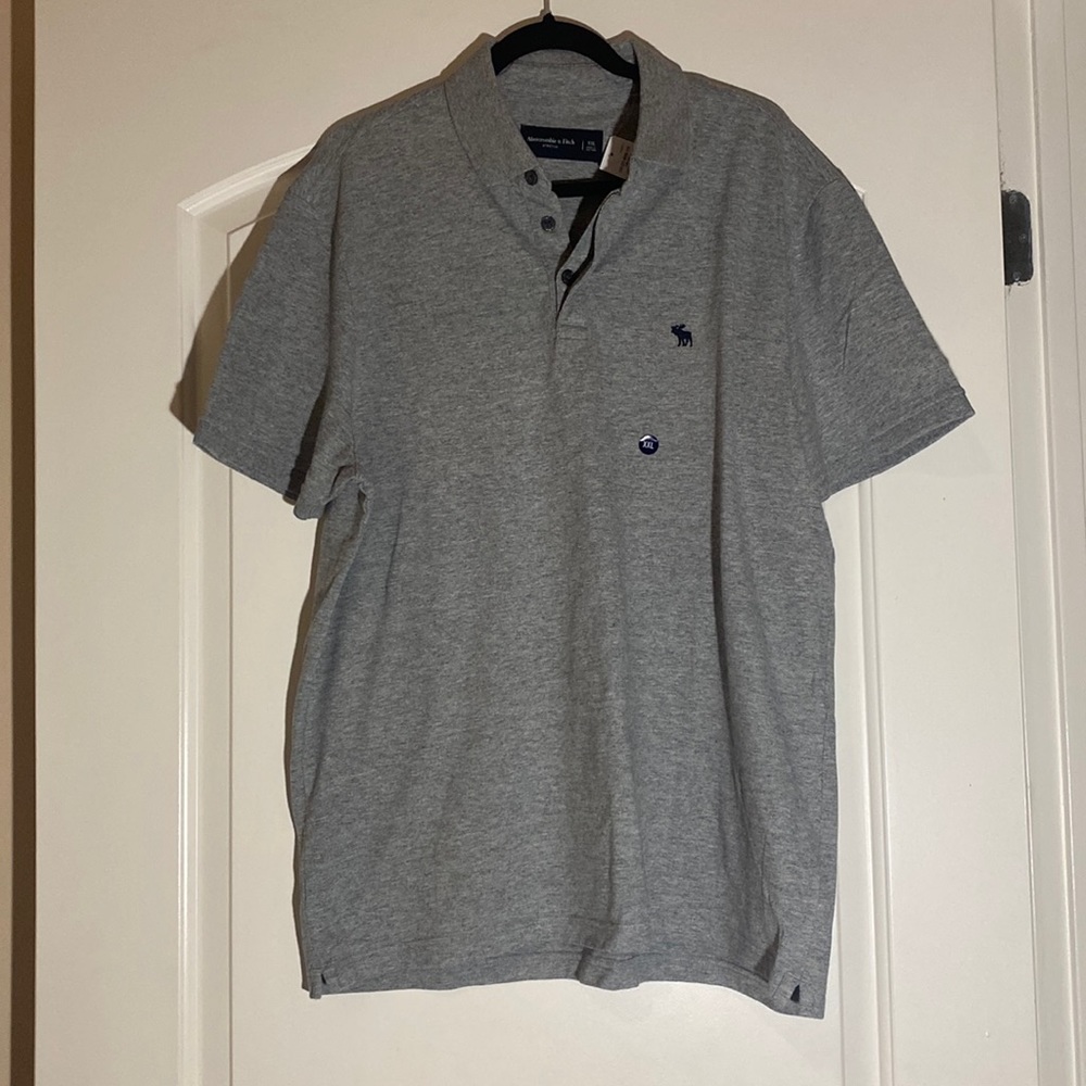 Abercrombie & Fitch Grey Short-Sleeve Polo Shirt